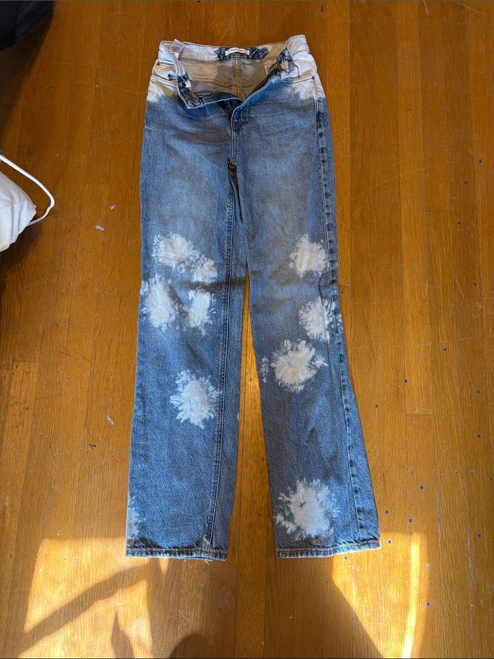 PacSun Blue Tie-Dye Bleached Straight-Leg Jeans